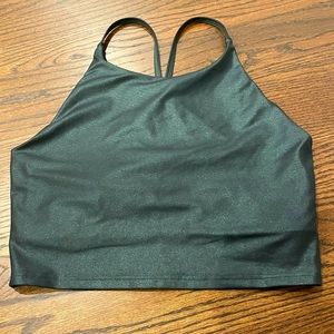 ᴏʟᴅ ɴᴀᴠʏ ᴀᴄᴛɪᴠᴇ ʟɪɢʜᴛ sᴜᴘᴘᴏʀᴛ ᴘᴏᴡᴇʀsᴏғᴛ ʟᴏɴɢʟɪɴᴇ sᴘᴏʀᴛs ʙʀᴀ ɪɴ shimmer green